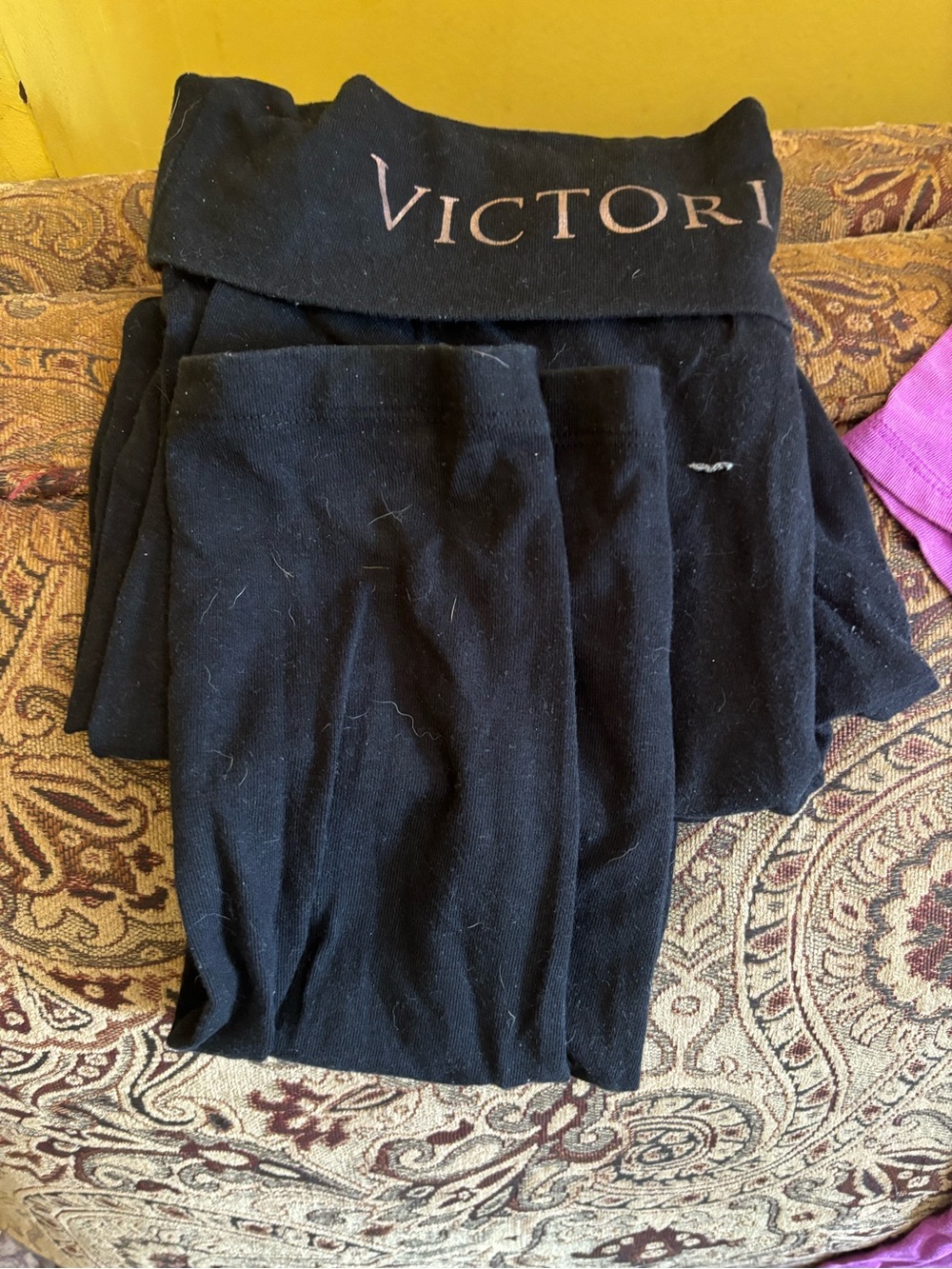 Victoria's Secret Black Fold-Over Waist Leggings